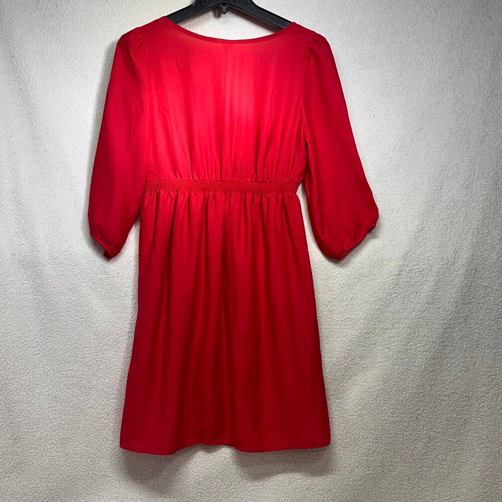 Old Navy Red Ruffle Front Dress XS Petite Flowy Boho Mini - Picture 5 of 11